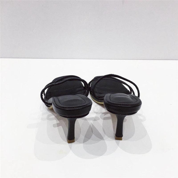 Colorful Women Sandals Slides Slippers Square Open Toe Slip On Thin Mid Heels Pumps Casual Narrow Band Open Toe Sandals Flip Flops Slip On Fashion Dress Heels Back High Heel Slide Slipper
