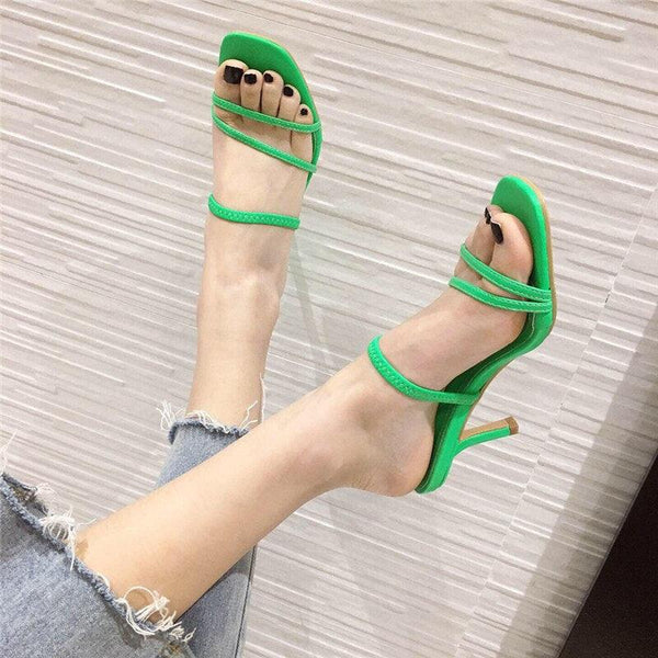 Colorful Women Sandals Slides Slippers Square Open Toe Slip On Thin Mid Heels Pumps Casual Narrow Band Open Toe Sandals Flip Flops Slip On Fashion Dress Heels Back High Heel Slide Slipper