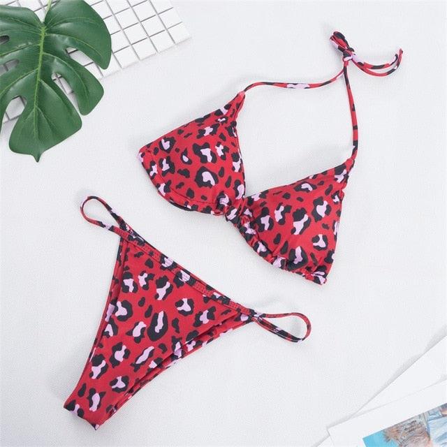 Colors Solid Bikini Set Push Up Swimwear Two Piece Swimsuit Swimwear Halter String Triangle Bikini Sets Women Swimsuit Low Waist Halter Two Pieces Bathing Suit