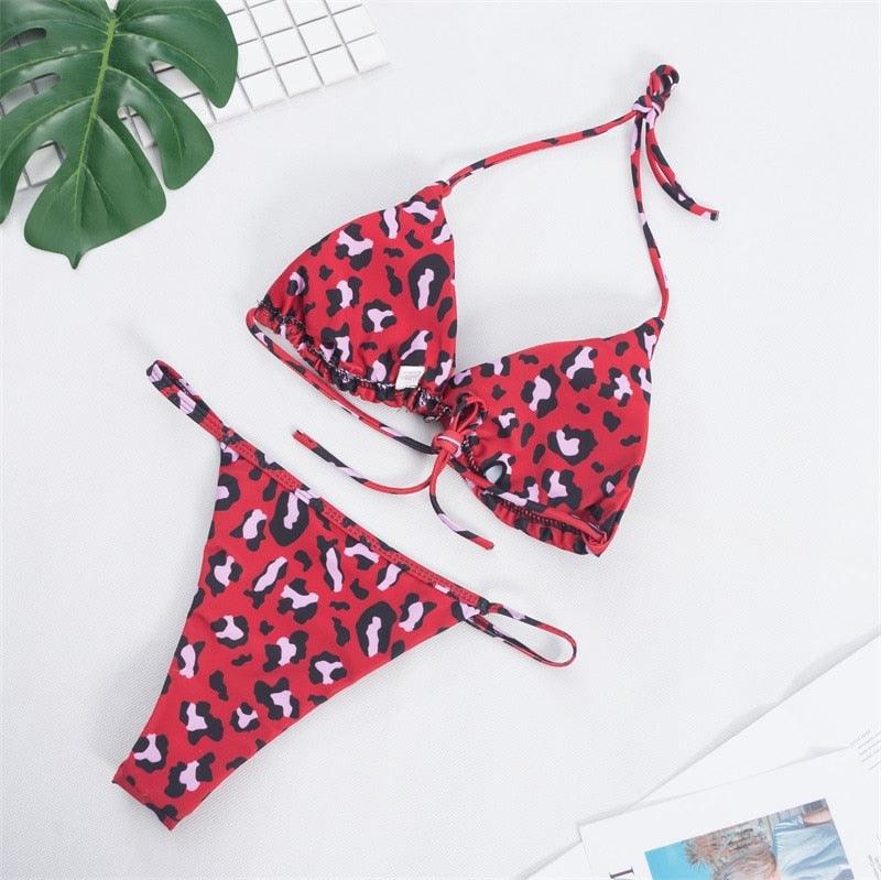 Colors Solid Bikini Set Push Up Swimwear Two Piece Swimsuit Swimwear Halter String Triangle Bikini Sets Women Swimsuit Low Waist Halter Two Pieces Bathing Suit