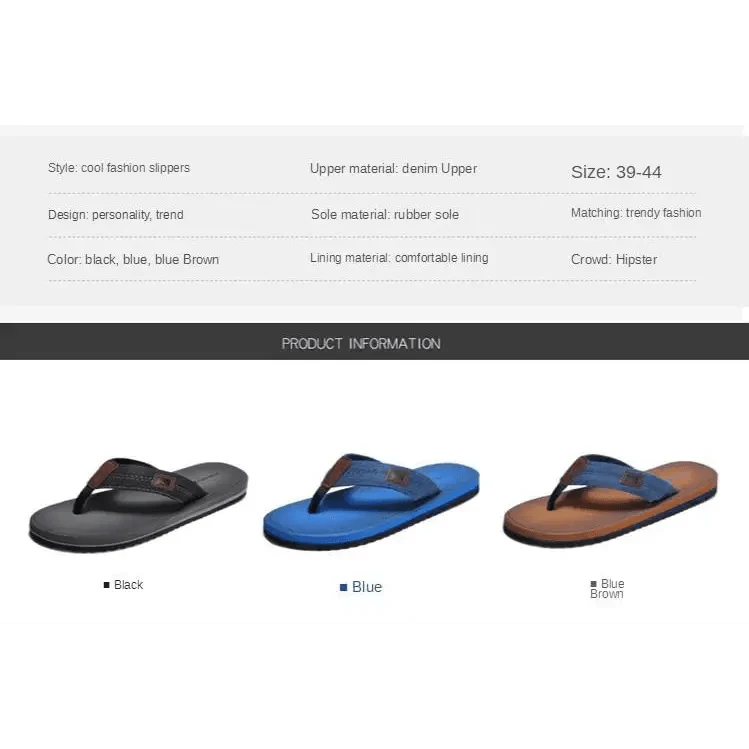 Comfortable Casual Summer Flip- Flops Men Beach Slippers Sandals Simple Luxury Design Indoor Non-Slip Black Flip Flops