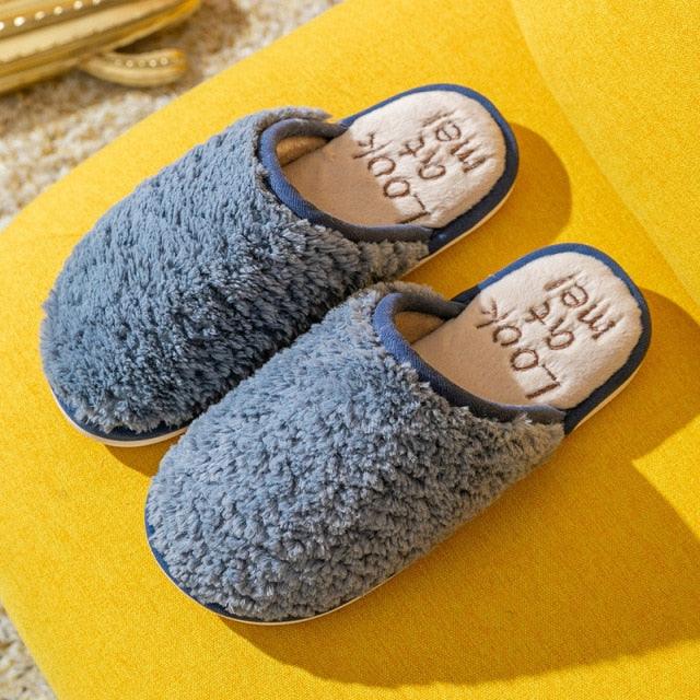 Comfortable Cotton Slippers Home Women Winter Indoor Non-Slip Warmth Shoes Couple Plush Slippers Unisex Men's And Women's House Slippers Indoor Memory Foam Cotton Slippers