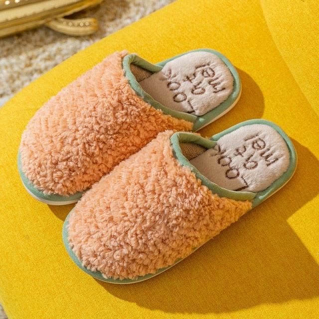 Comfortable Cotton Slippers Home Women Winter Indoor Non-Slip Warmth Shoes Couple Plush Slippers Unisex Men's And Women's House Slippers Indoor Memory Foam Cotton Slippers