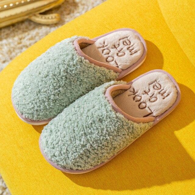 Comfortable Cotton Slippers Home Women Winter Indoor Non-Slip Warmth Shoes Couple Plush Slippers Unisex Men's And Women's House Slippers Indoor Memory Foam Cotton Slippers