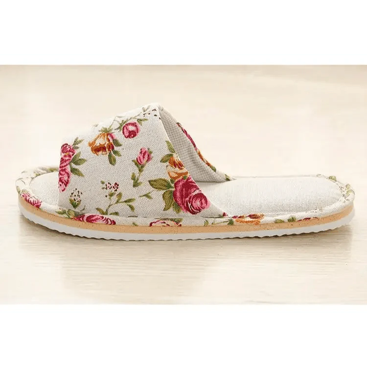 Comfortable Elegant Flower Design Indoor Soft Slipper Spring Autumn Lightweight Flip Flops For Women Classic Bedroom Slippers Ladies Foldable Flip Flops