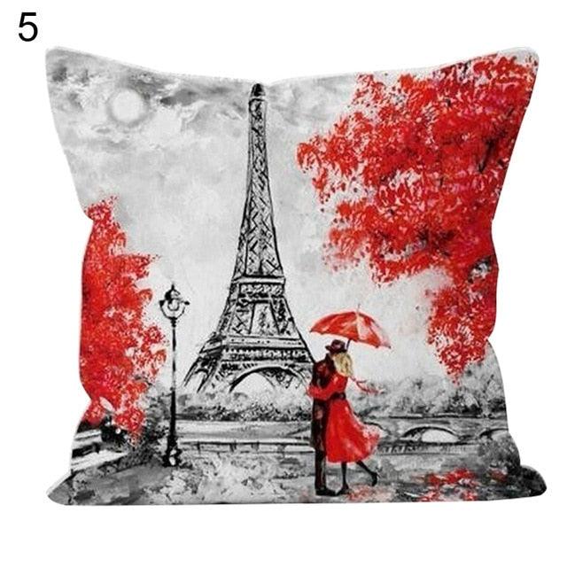 Comfortable Pillowcase Eiffel Tower Romantic Couple Pillowcase Valentine's Day Throw Pillow Covers Couple Romantic Kissing Under Eiffel Tower And Big Ben Decorative Pillow Case Cushion Cover Decorative Pillowcase