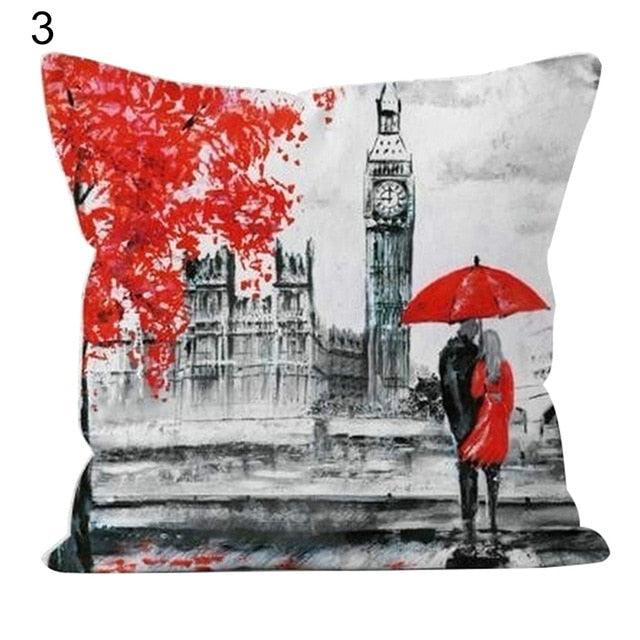 Comfortable Pillowcase Eiffel Tower Romantic Couple Pillowcase Valentine's Day Throw Pillow Covers Couple Romantic Kissing Under Eiffel Tower And Big Ben Decorative Pillow Case Cushion Cover Decorative Pillowcase