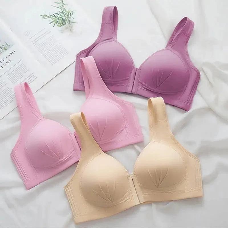 Comfortable Seamless Bra For Women Fashion Push Up Bras Wire Free Lingerie Full Cup Bralette Cotton Underwear Brassiere Front Closure