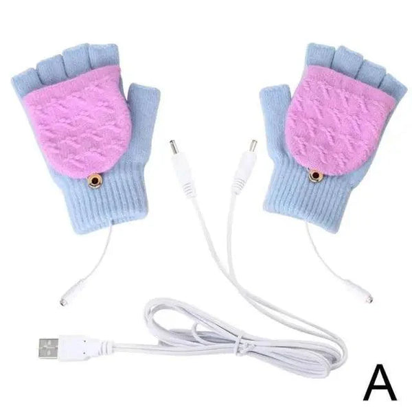 Comfortable Warm USB Heating Winter Gloves Hand Warmers Fingerless Mittens Hand Laptop Half Electric Heating Gloves Soft Hands Warmer