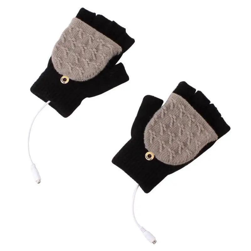 Comfortable Warm USB Heating Winter Gloves Hand Warmers Fingerless Mittens Hand Laptop Half Electric Heating Gloves Soft Hands Warmer