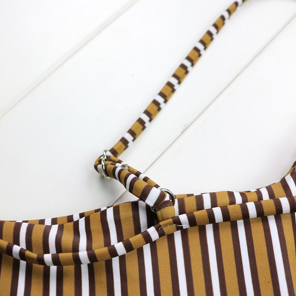 Comfortable Women Striped Bikini Swimsuit Swimwear Women Push Up Women's Swimming Suit Bathing Suit Women Bikini Sets Women's Swimsuit Two Piece High Waist Bathing Micro Suit Swimwear