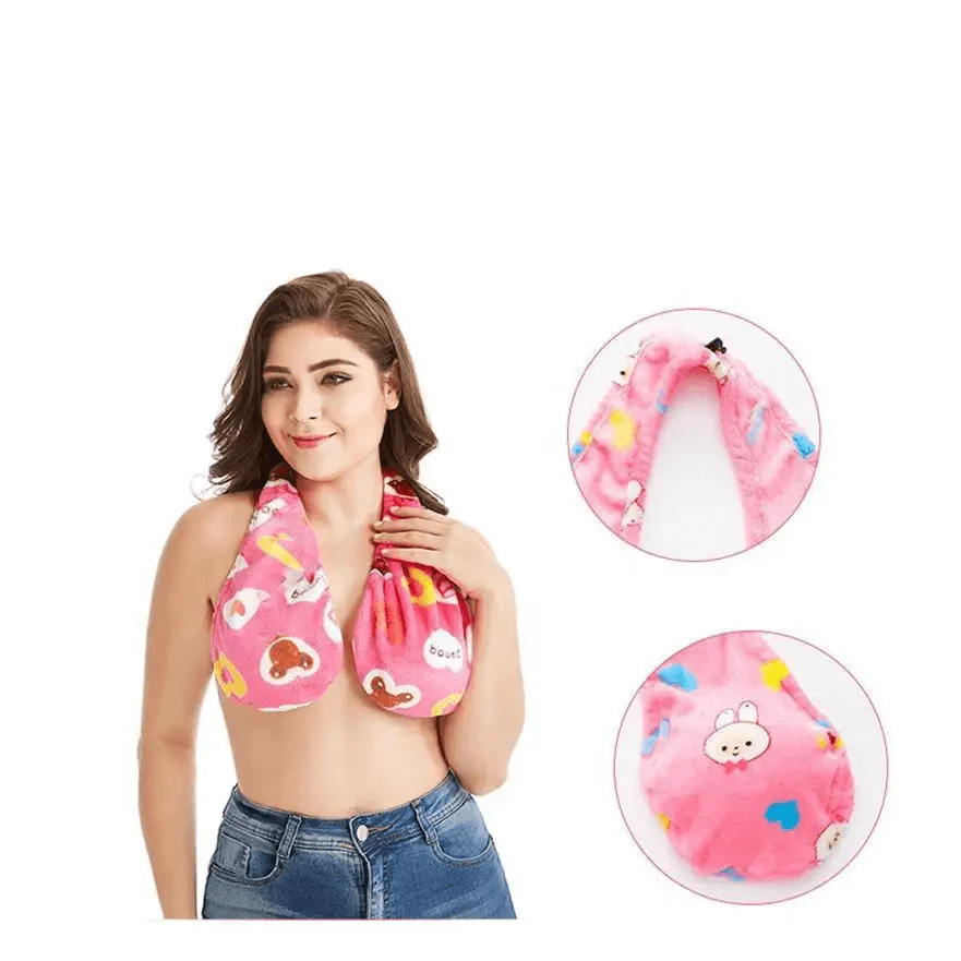 Comfortable Women Towel Bra Chest Hanging Neck Wrapped Big Bra Breastfeeding Lightweight Ladies Towel Bra