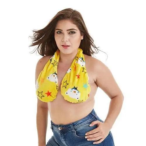 Comfortable Women Towel Bra Chest Hanging Neck Wrapped Big Bra Breastfeeding Lightweight Ladies Towel Bra