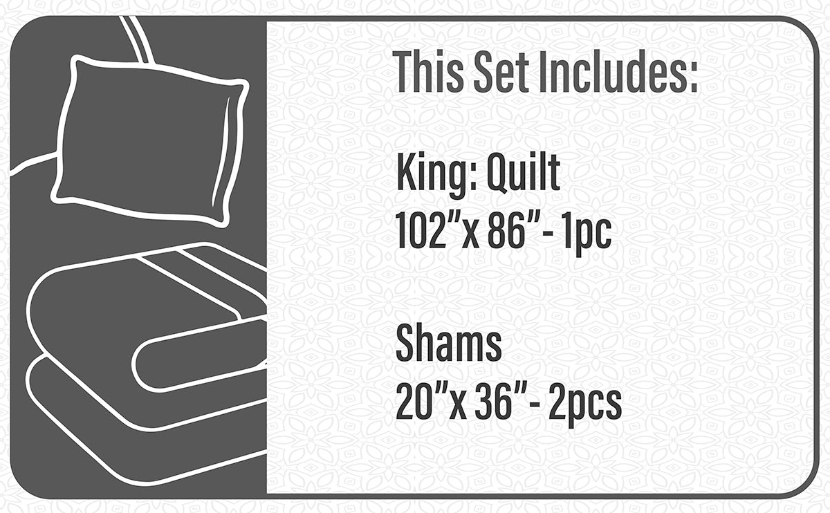 Comforter 3 Piece Set King Printed Buffalo Plaid White/Black