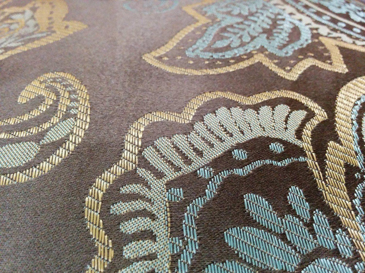 Tache Chenille Elegant Paisley Floral Striped Brown Blue Eastern Comforter Set With Zipper Cover (14070)