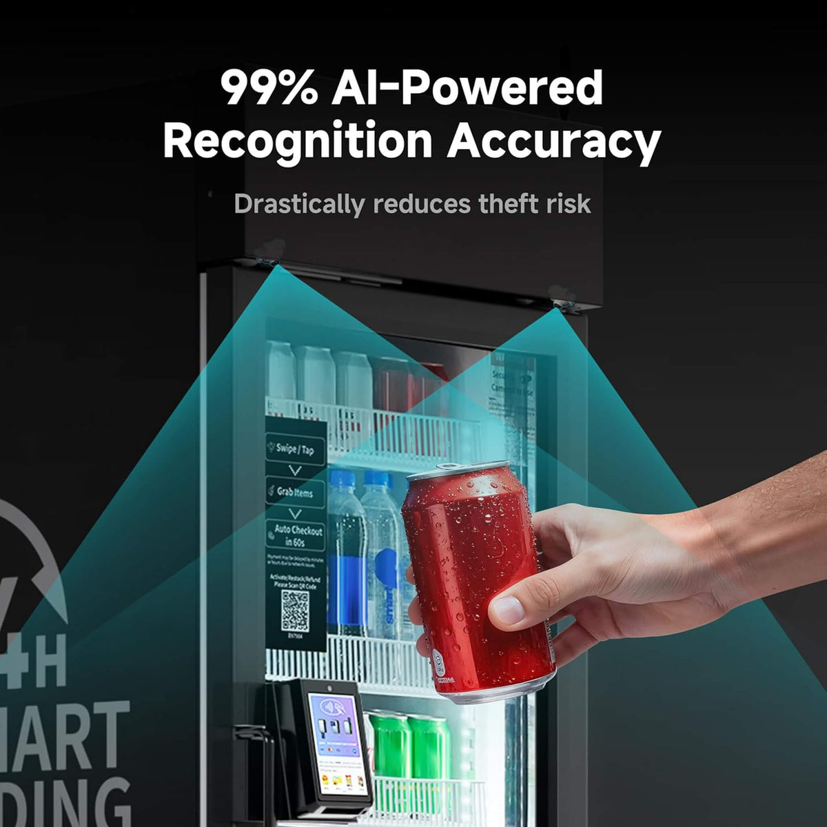 Commercial 252-Bottle AI-Powered Combo Refrigerated Vending Machine With Self-Checkout (SAK10538)