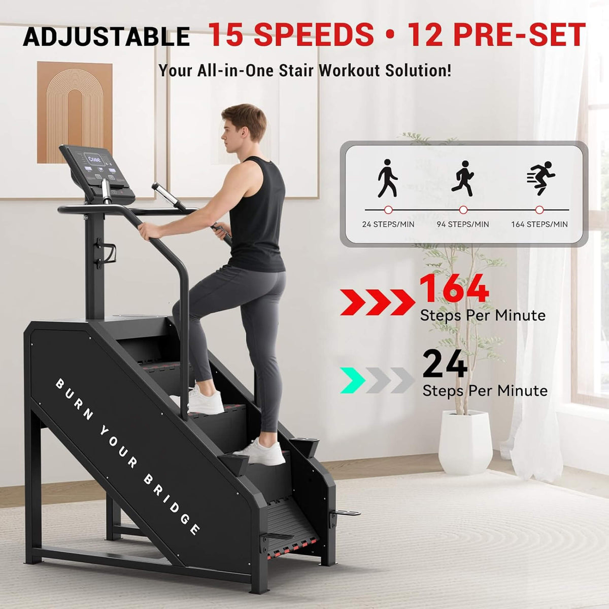 Commercial Stair Stepper With LED Display And 15 Resistance Levels (SAK91837)
