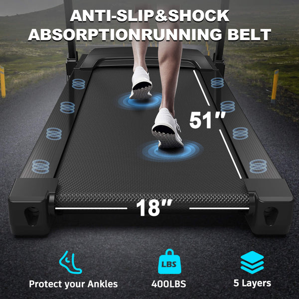 Compact 3.5HP Foldable Electric Treadmill With Bluetooth, LCD Display & 12 Pre-Set Running Programs (SAK25879)