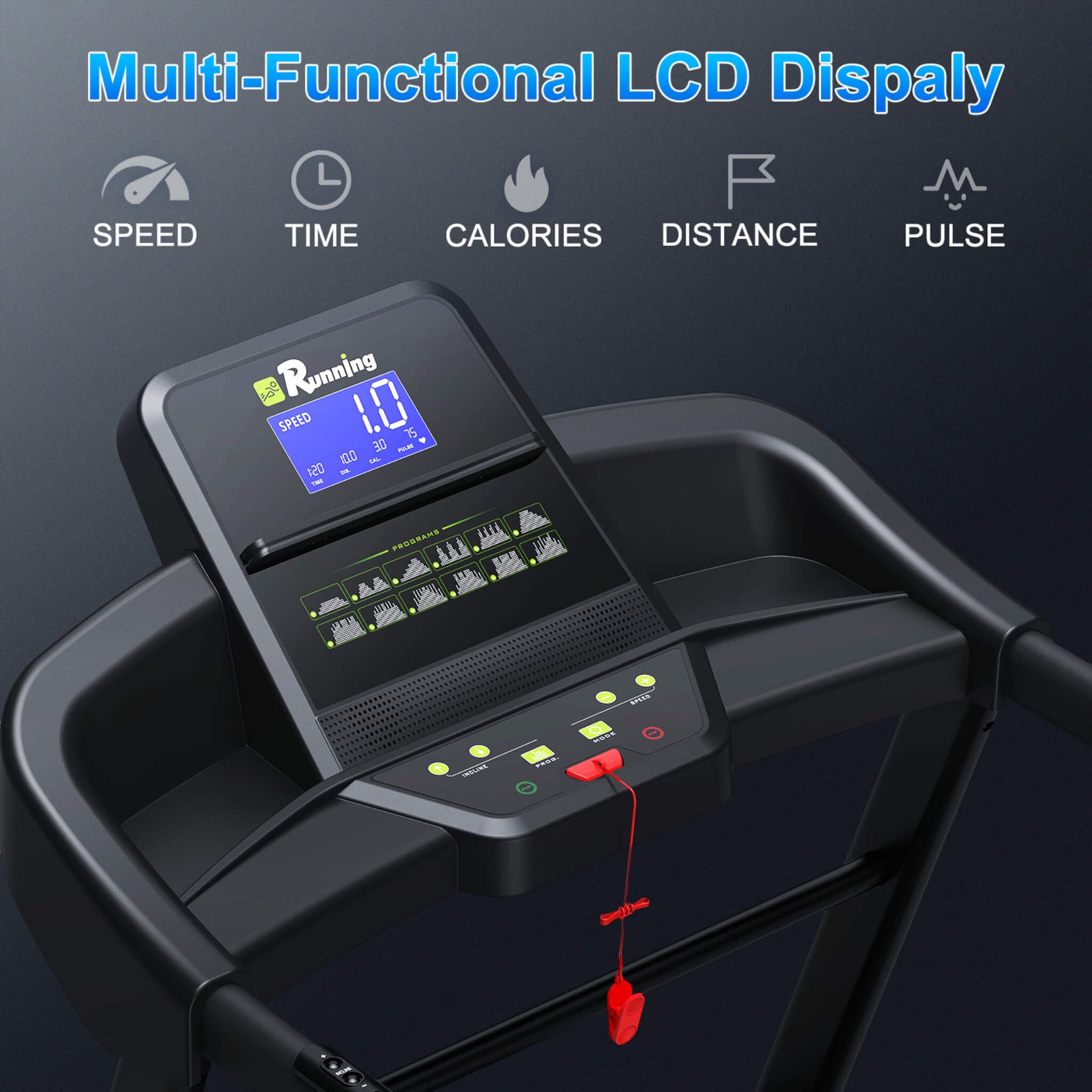 Compact 3.5HP Foldable Electric Treadmill With Bluetooth, LCD Display & 12 Pre-Set Running Programs (SAK25879)