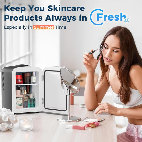 Compact Refrigerator, Portable Mini Fridge, Skin Care 4L Capacity/6 Cans F3404 Kismile