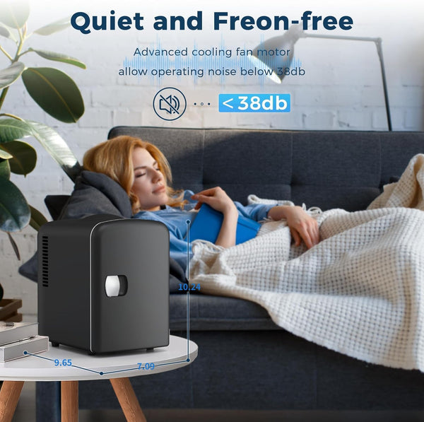 Compact Refrigerator, Portable Mini Fridge, Skin Care 4L Capacity/6 Cans F3404 Kismile