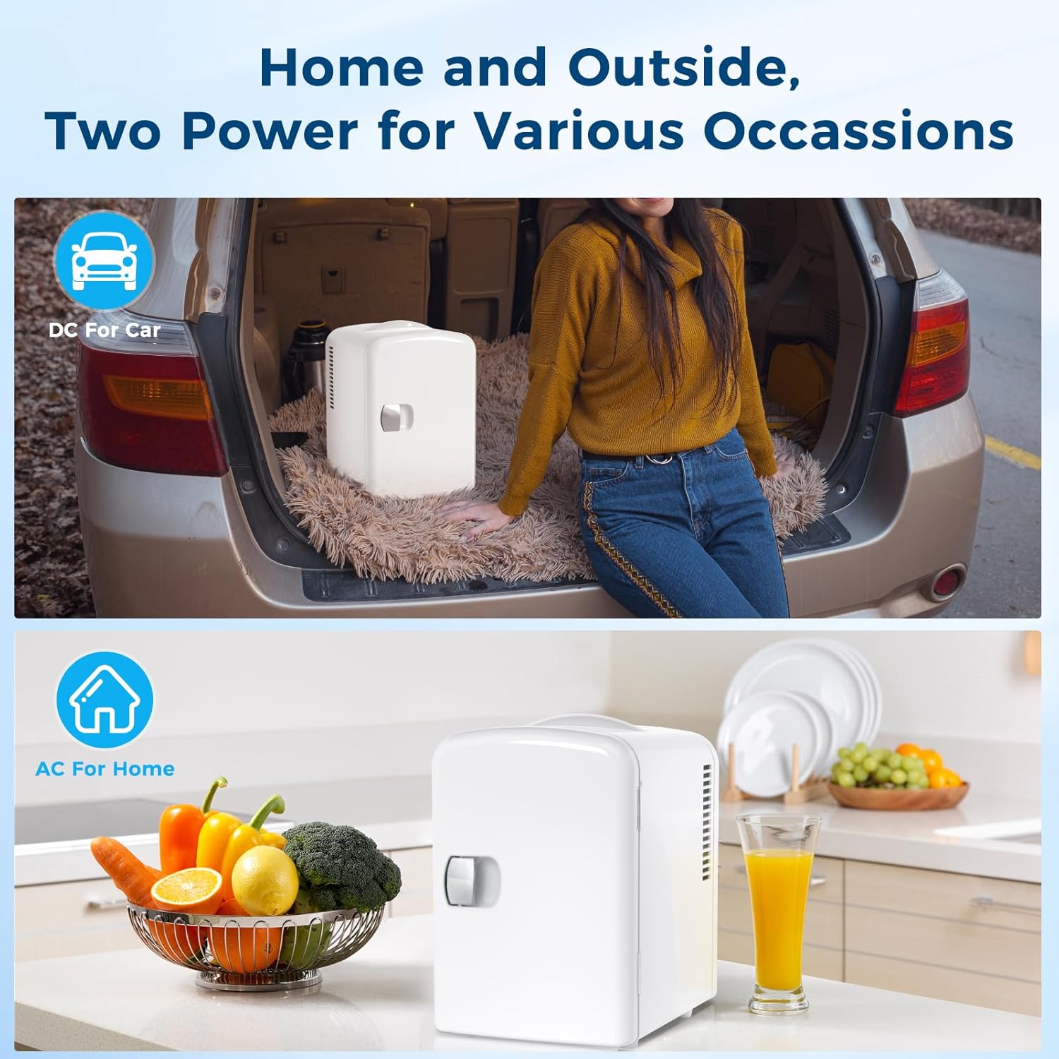 Compact Refrigerator, Portable Mini Fridge, Skin Care 4L Capacity/6 Cans F3404 Kismile