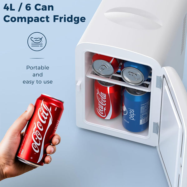 Compact Refrigerator, Portable Mini Fridge, Skin Care 4L Capacity/6 Cans F3404 Kismile