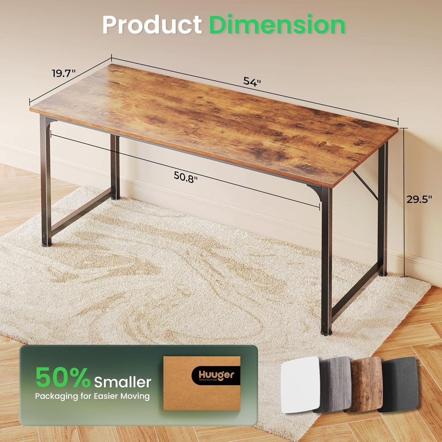 55 Inch Rustic Brown Computer Desk For Home Office