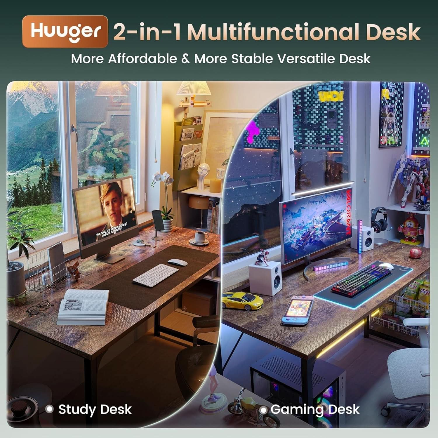 55 Inch Rustic Brown Computer Desk For Home Office