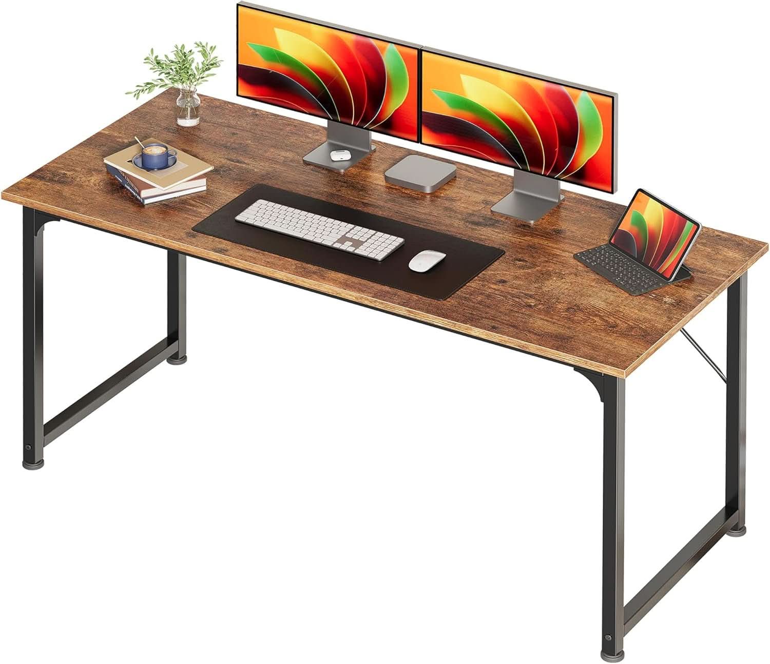 55 Inch Rustic Brown Computer Desk For Home Office