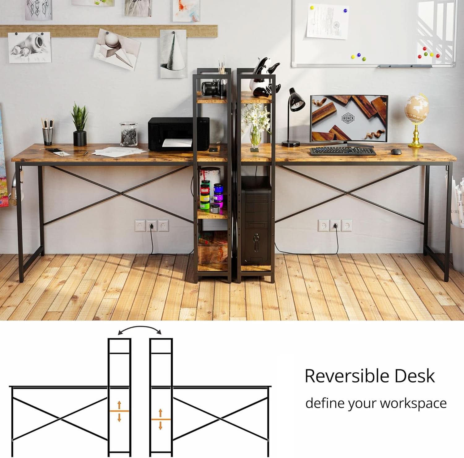 Computer Desk with Power Outlet and USB Charging Ports