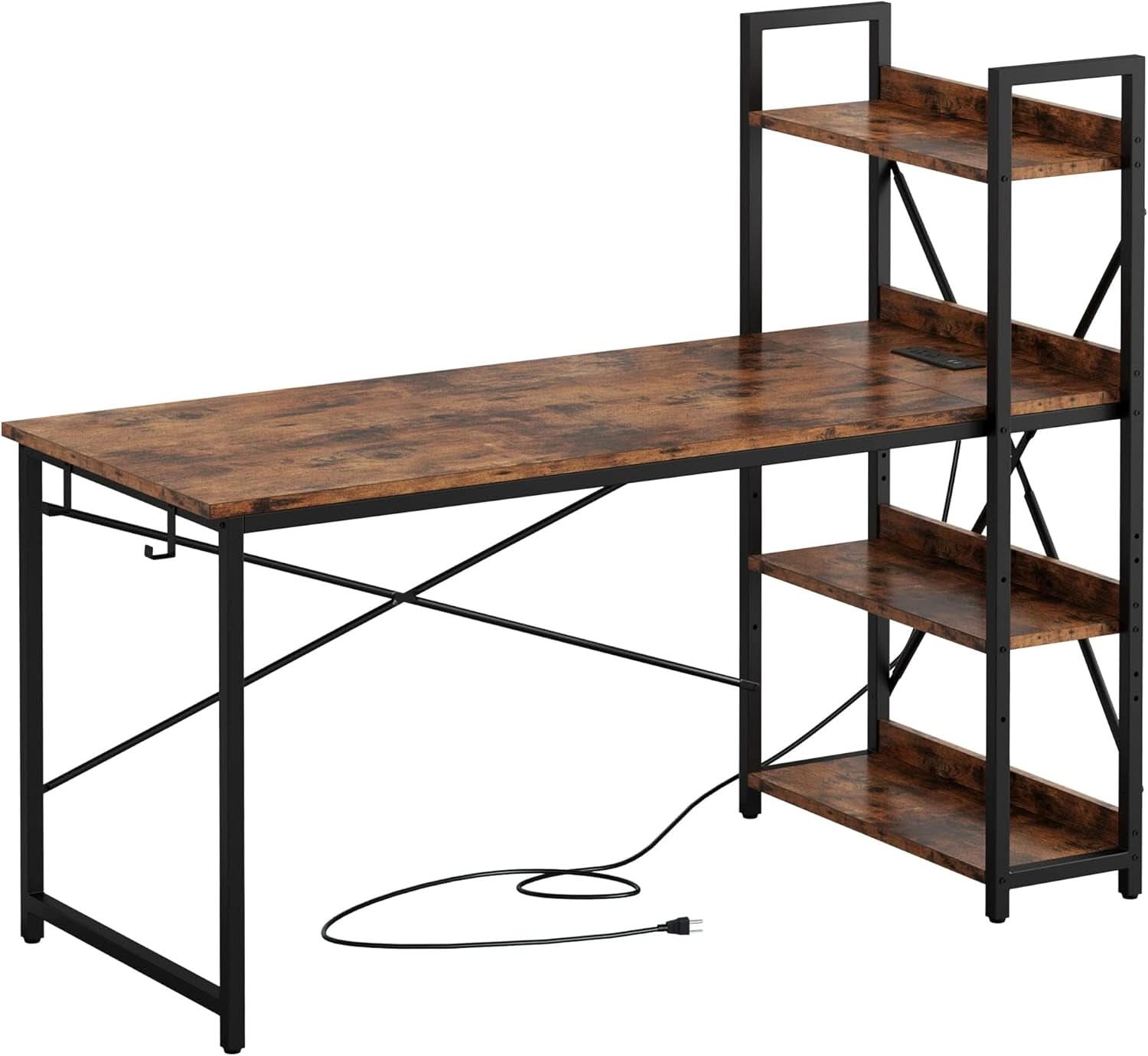 Computer Desk with Power Outlet and USB Charging Ports