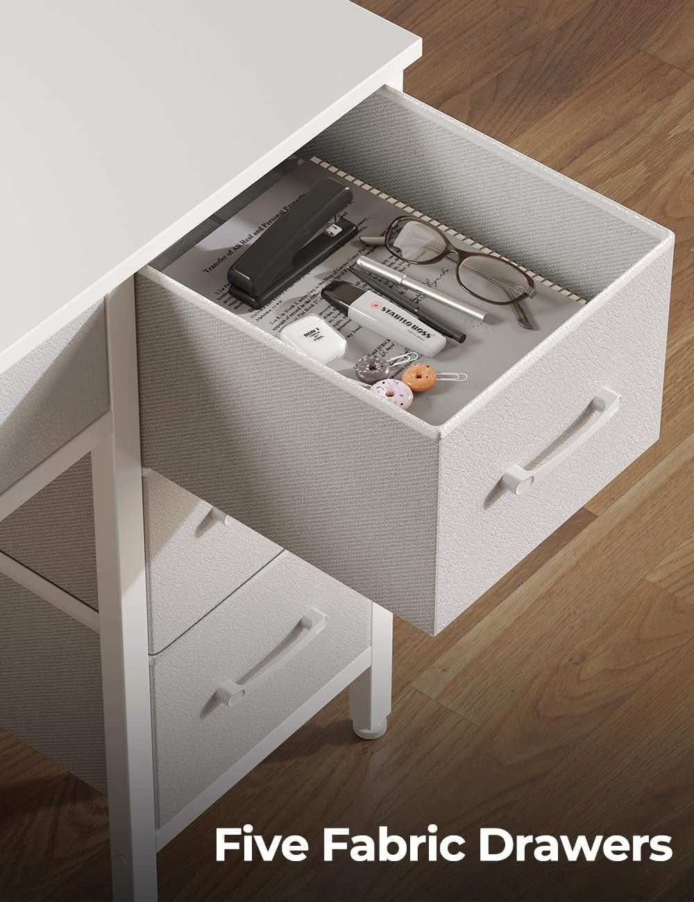 Computer Desk with Power Outlets and LED Light