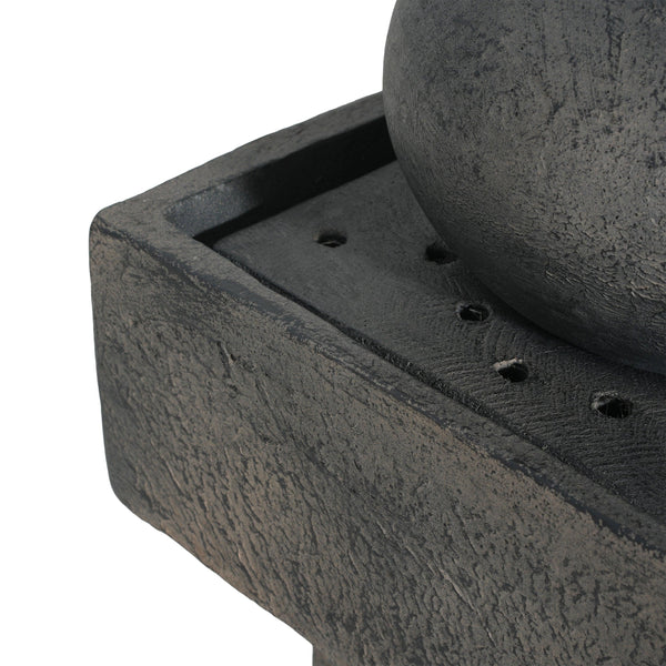 Concrete Orb Column Outdoor Water Fountain with LED