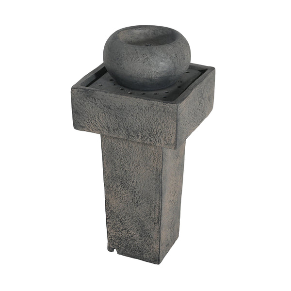 Concrete Orb Column Outdoor Water Fountain with LED