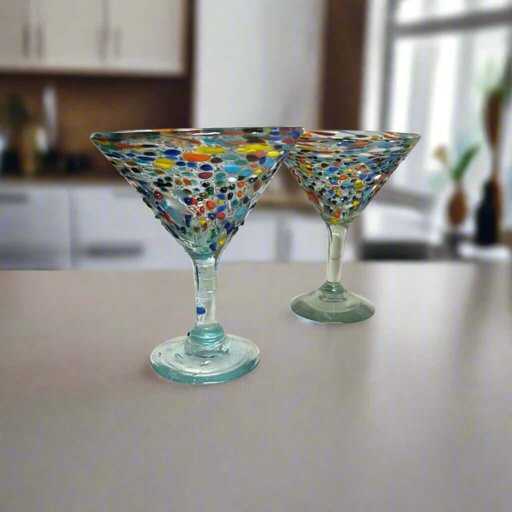 Confetti Pebbled Martini Glass | Hand-Blown Mexican Barware