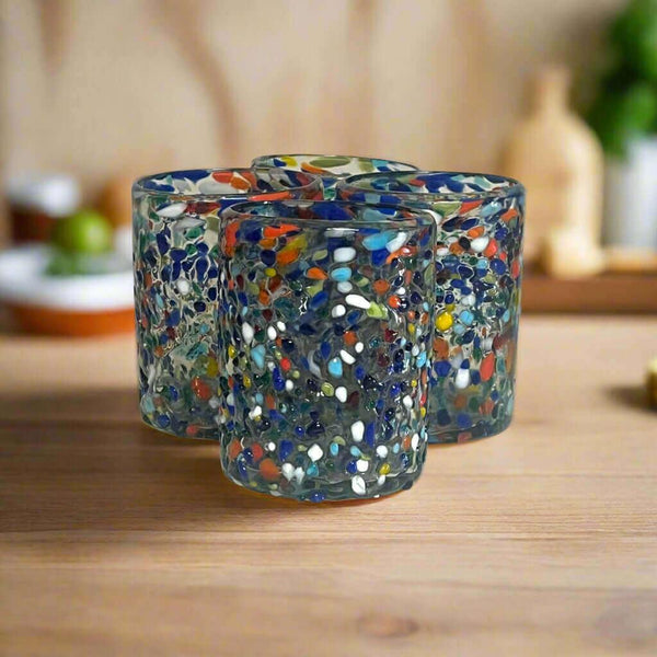 Confetti Pebbled Tumbler | Hand-Blown Mexican Glassware