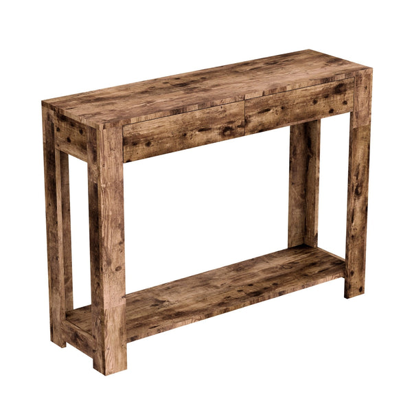 Console Sofa Table Brown Reclaimed Wood 2 Drawers 1 Shelf