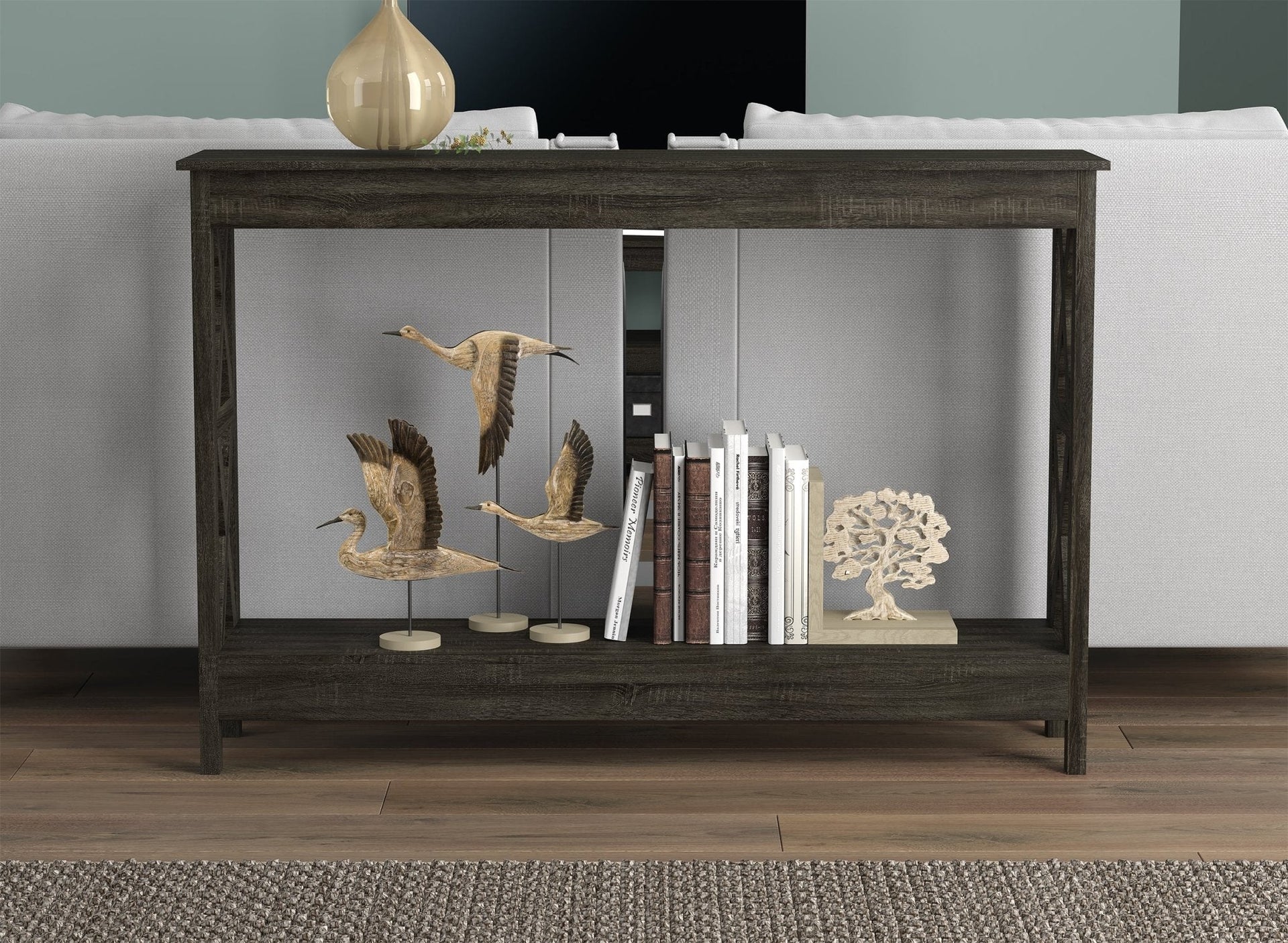 Console Sofa Table Dark Grey 1 Shelf