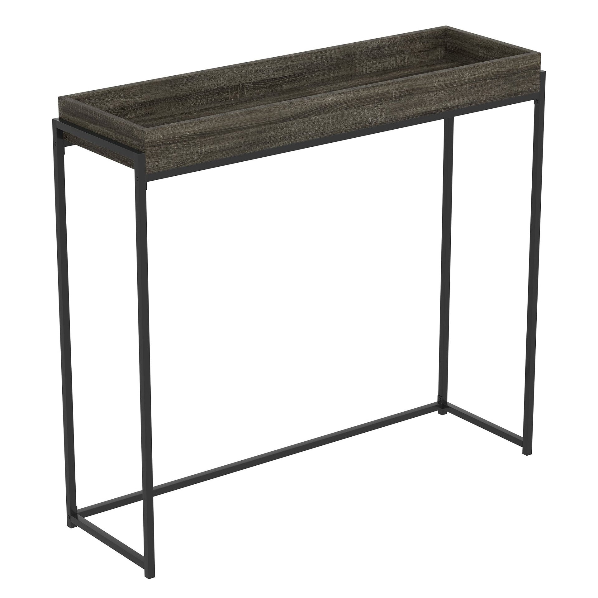 Console Sofa Table Dark Grey Sunken Tray Top