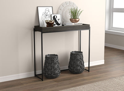 Console Sofa Table Dark Grey Sunken Tray Top