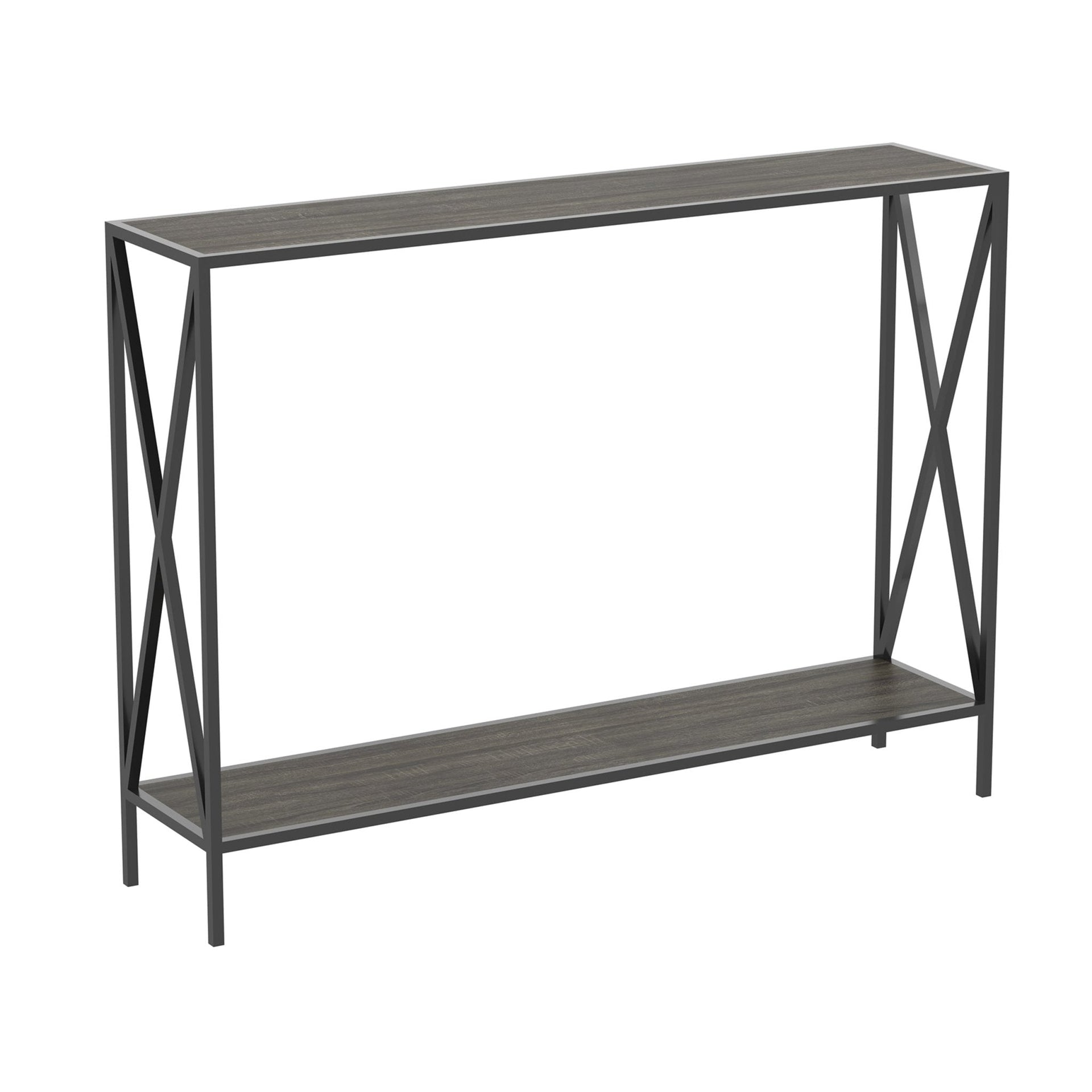 Console Sofa Table Dark Grey Wood Look 1 Shelf Black Metal