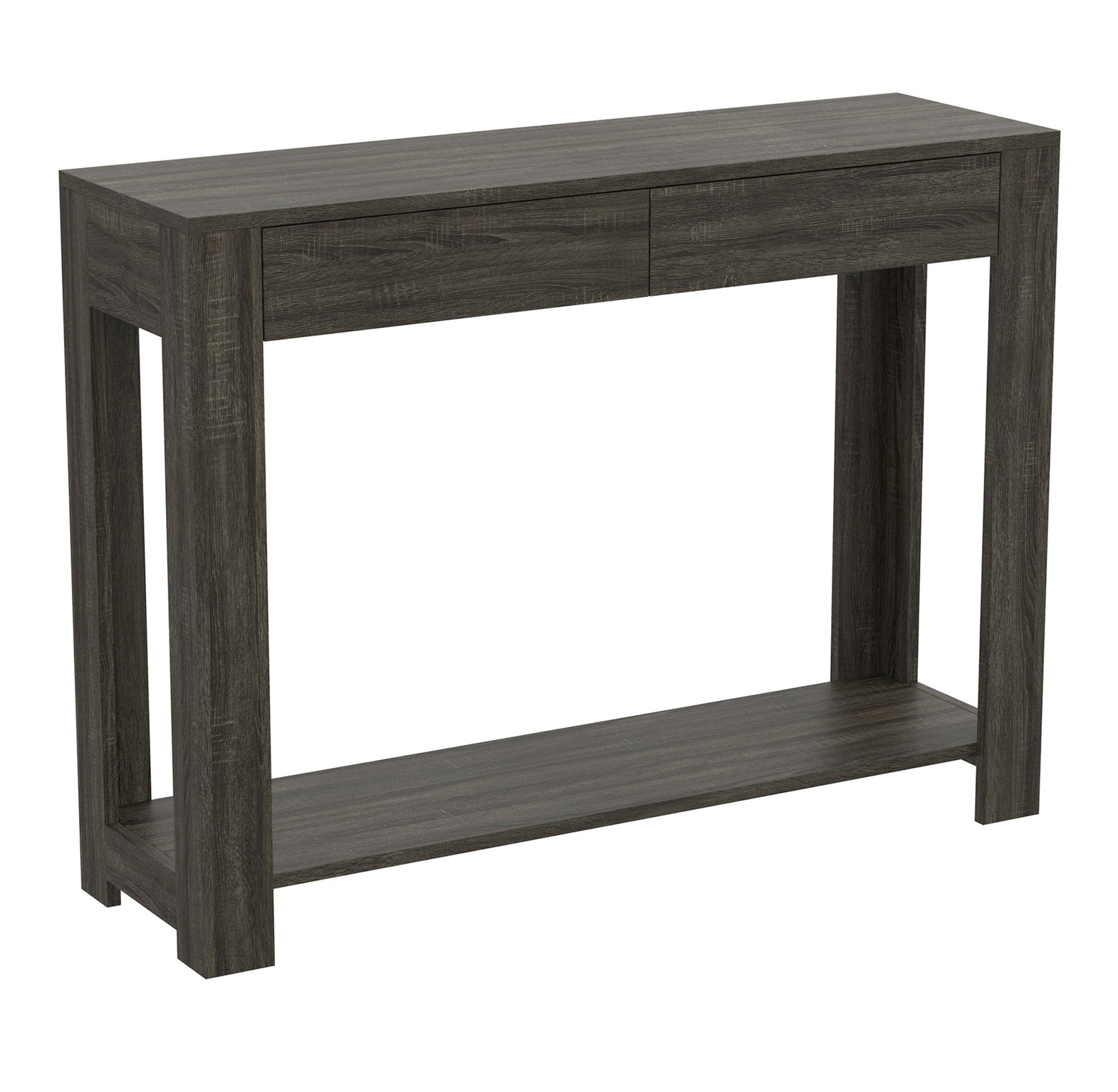 Console Sofa Table Dark Grey Wood Look 2 Drawers 1 Shelf