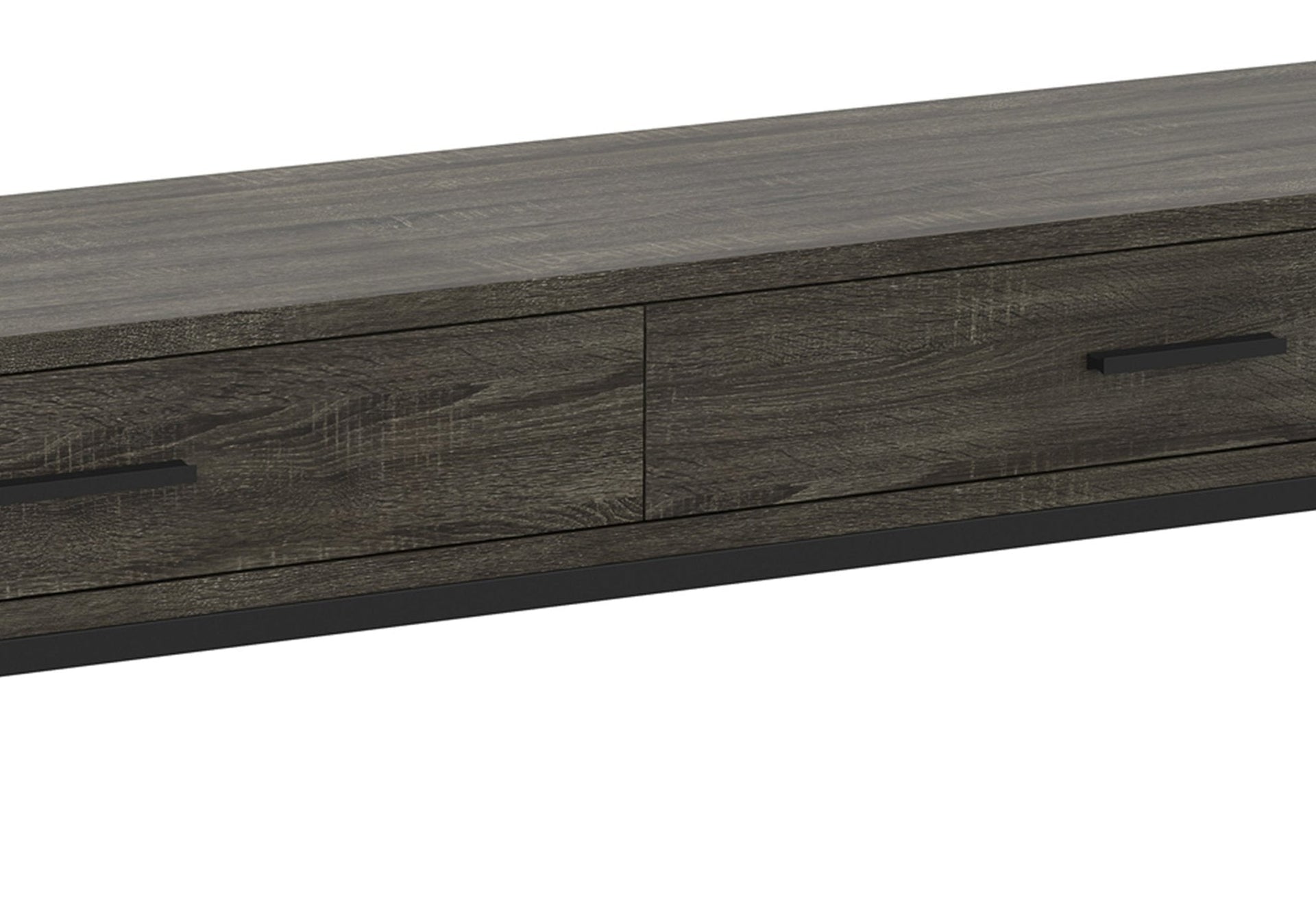Console Sofa Table Dark Grey Wood Look 2 Drawers Black Metal Base