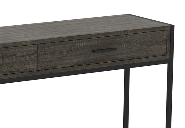 Console Sofa Table Dark Grey Wood Look 2 Drawers Black Metal Base