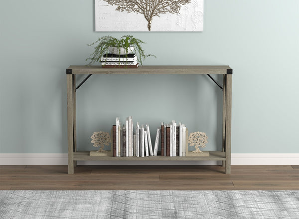Console Sofa Table Dark Taupe 1 Shelf Metal Sides
