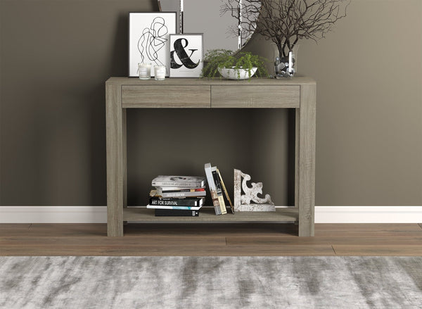 Console Sofa Table Dark Taupe 2 Drawers 1 Shelf