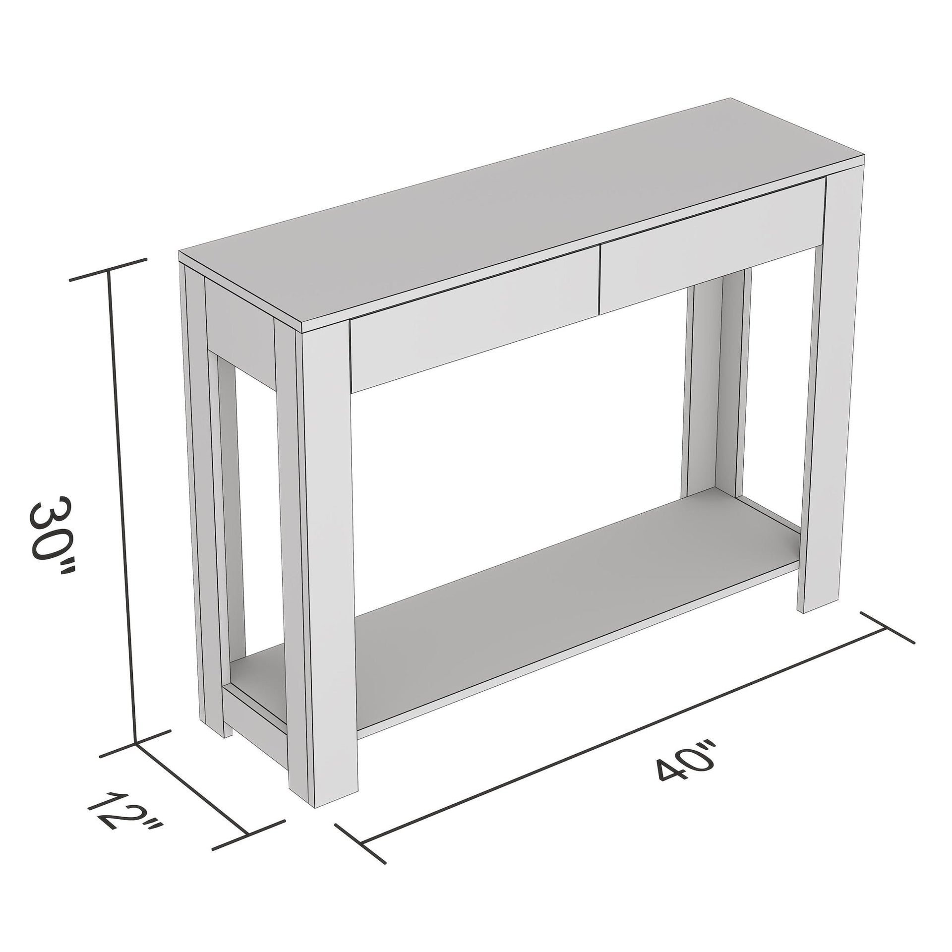 Console Sofa Table Dark Taupe 2 Drawers 1 Shelf