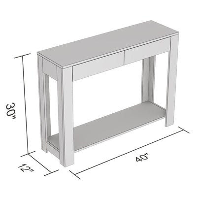 Console Sofa Table Dark Taupe 2 Drawers 1 Shelf