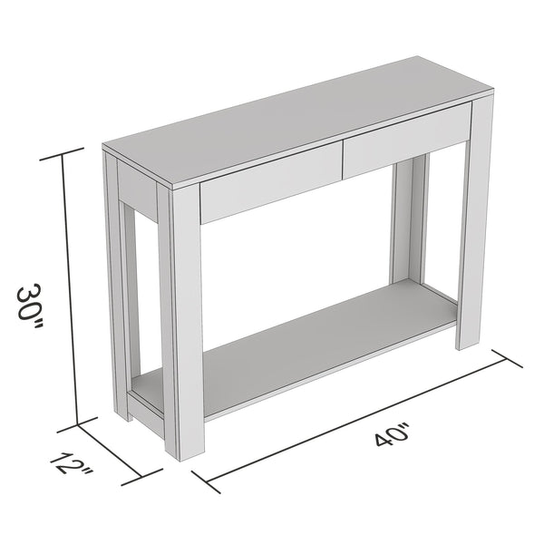 Console Sofa Table Dark Taupe 2 Drawers 1 Shelf